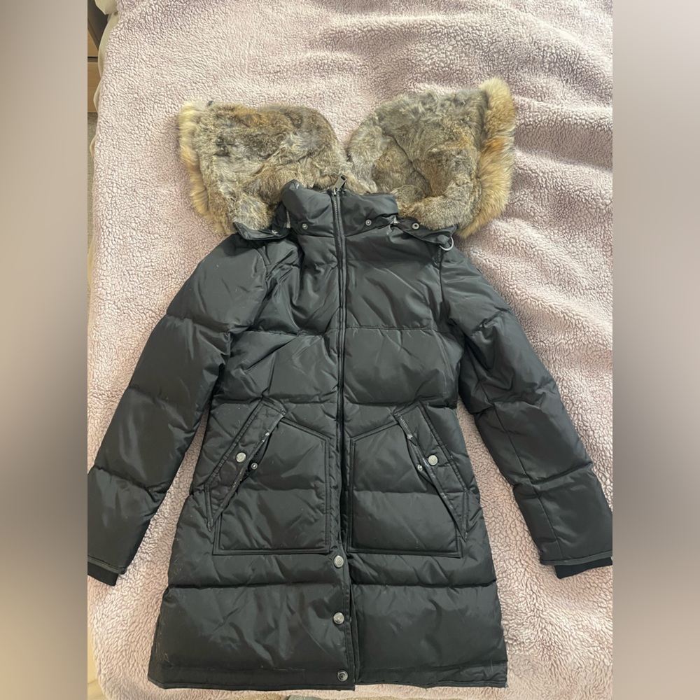 Pajar Black Puffer Coat with Real Fur Trim Hood